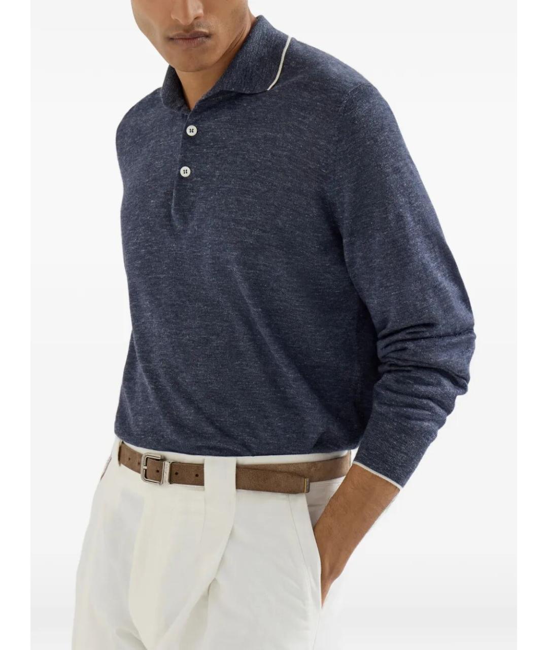 BRUNELLO CUCINELLI Синий кашемировый джемпер / свитер, фото 3