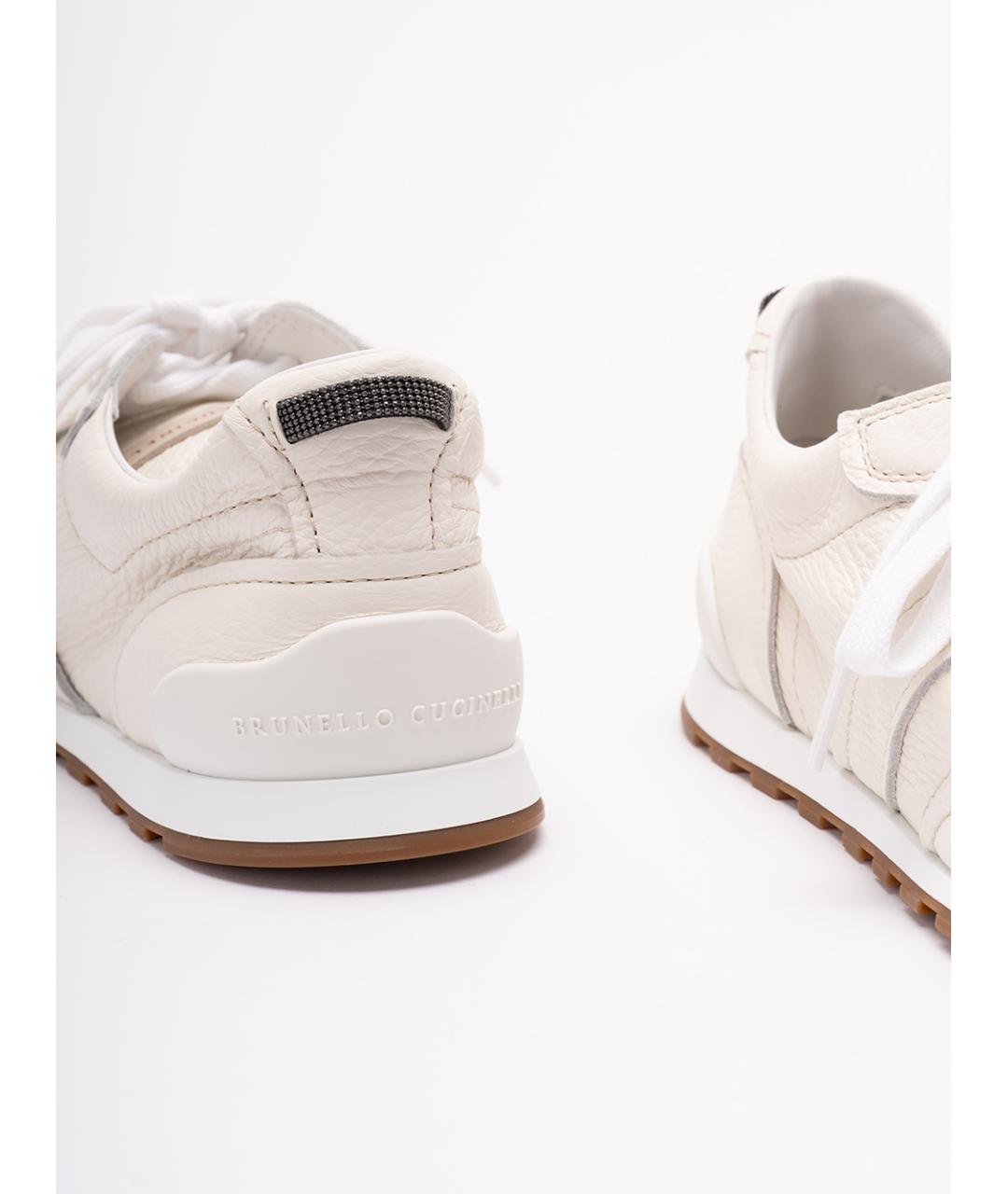 BRUNELLO CUCINELLI Бежевые кожаные кроссовки, фото 6