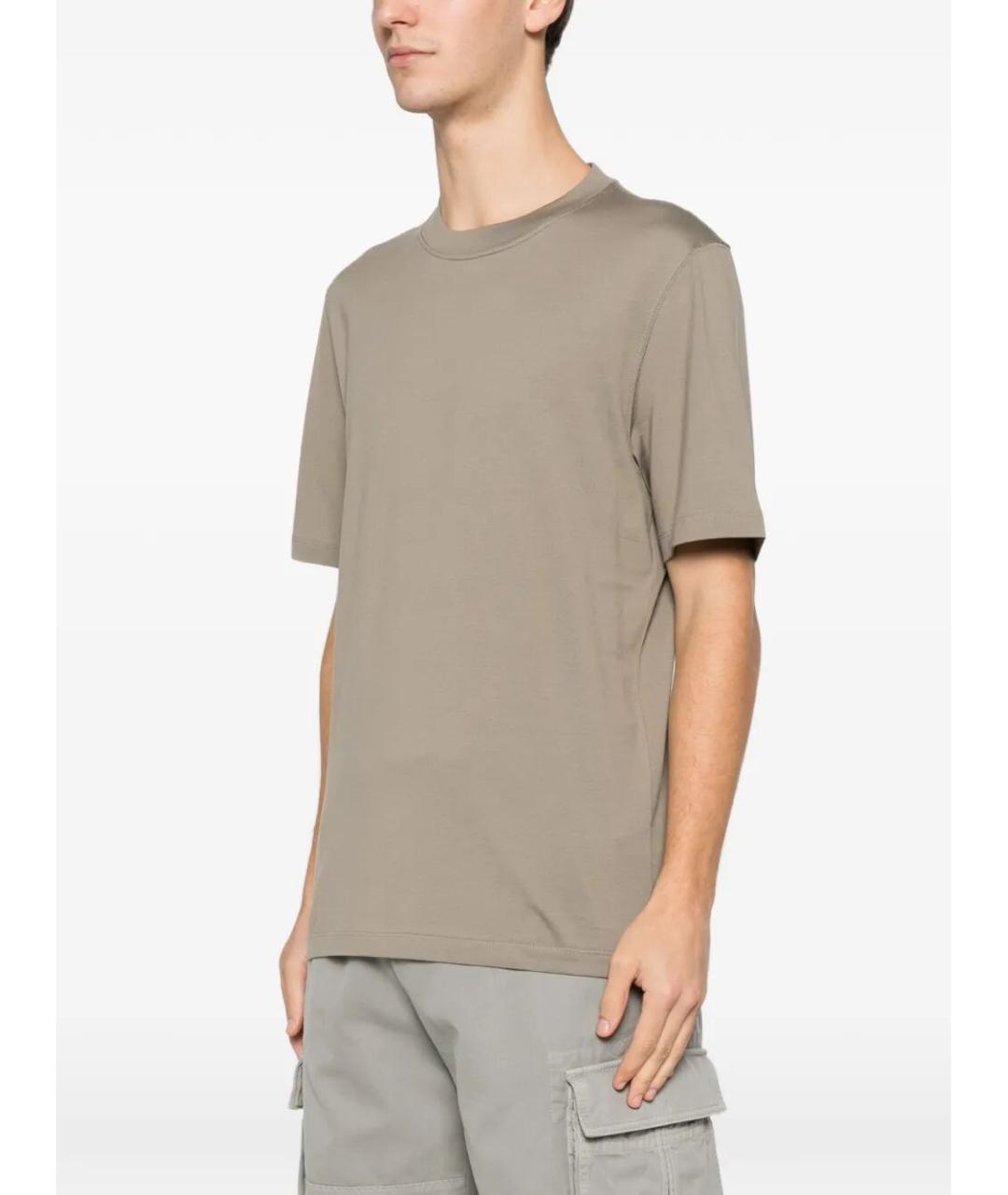 BRUNELLO CUCINELLI Бежевая хлопковая футболка, фото 4