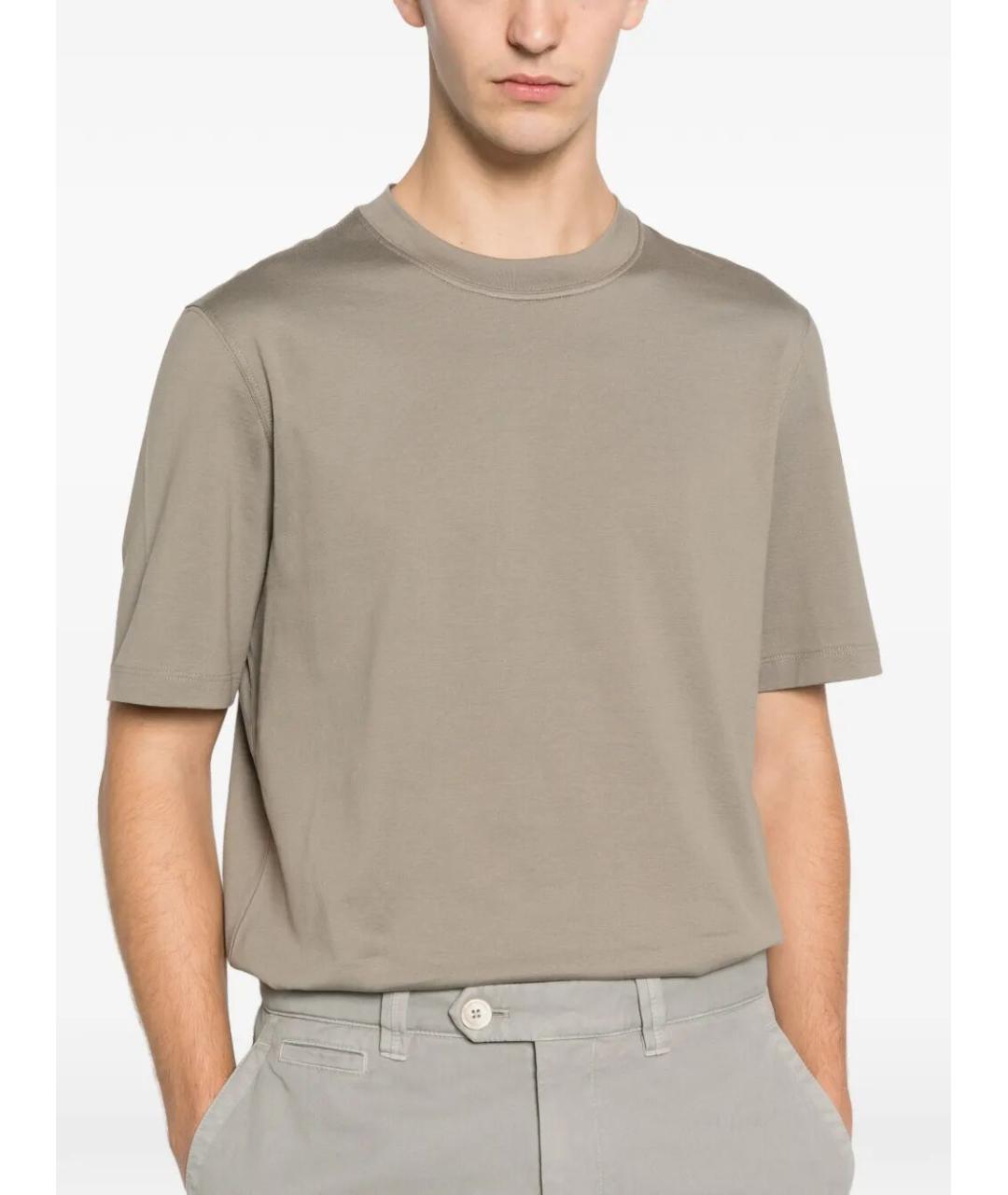 BRUNELLO CUCINELLI Бежевая хлопковая футболка, фото 5