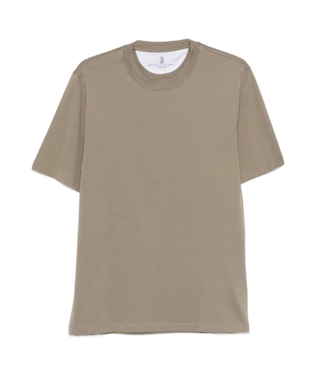 BRUNELLO CUCINELLI Бежевая хлопковая футболка, фото 1