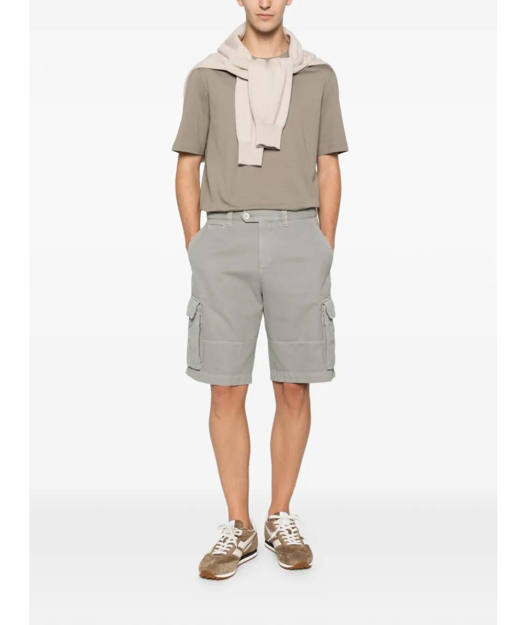 BRUNELLO CUCINELLI Бежевая хлопковая футболка, фото 2