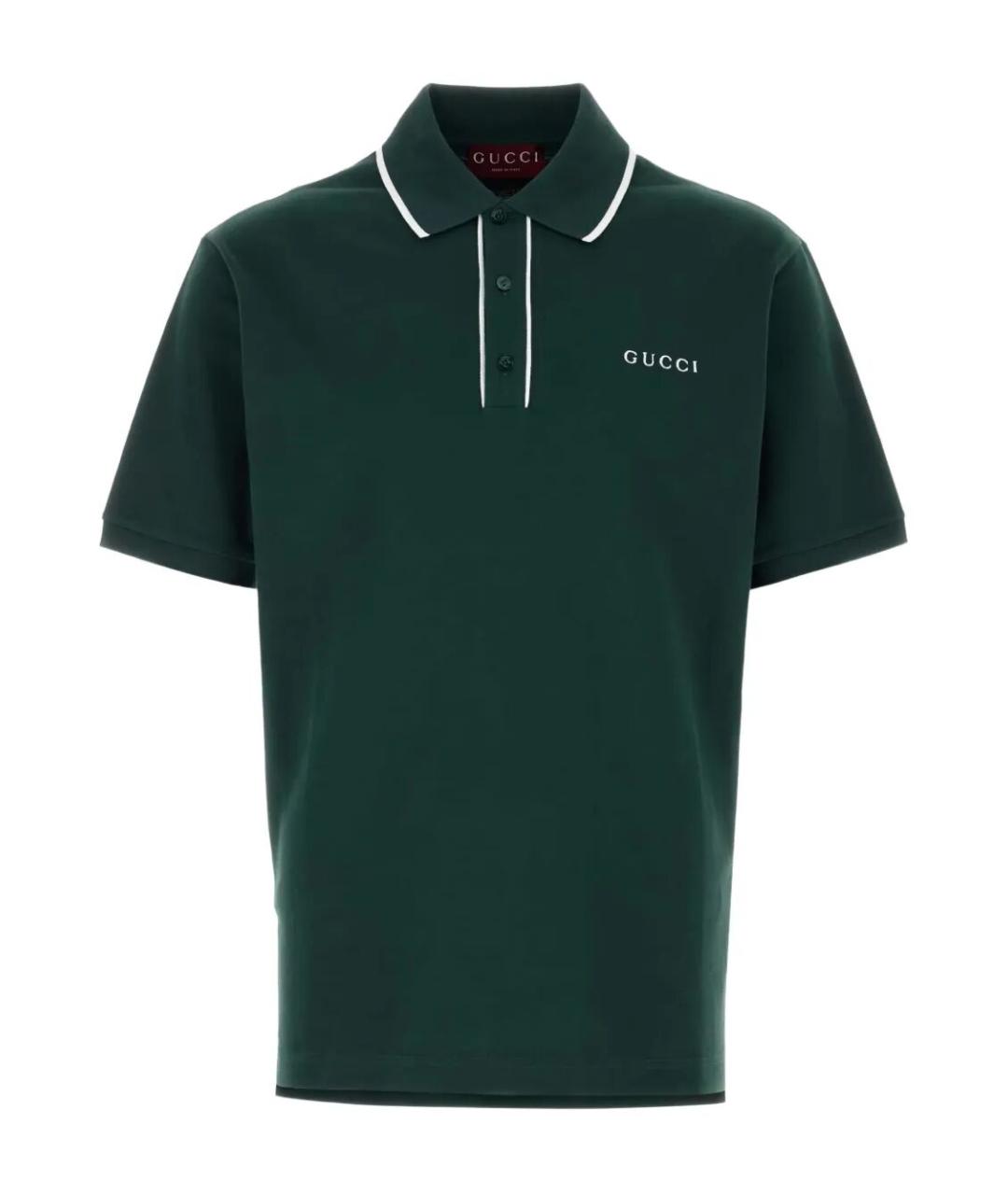 GUCCI Зеленые хлопковое поло с коротким рукавом, фото 1
