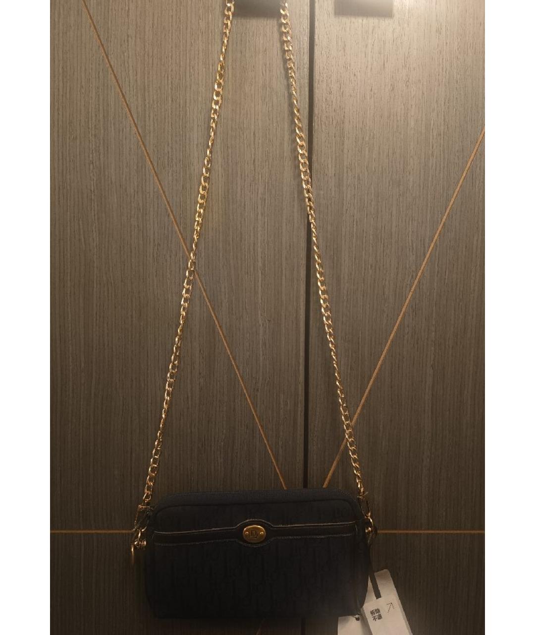 CHRISTIAN DIOR Темно-синяя тканевая сумка через плечо, фото 7