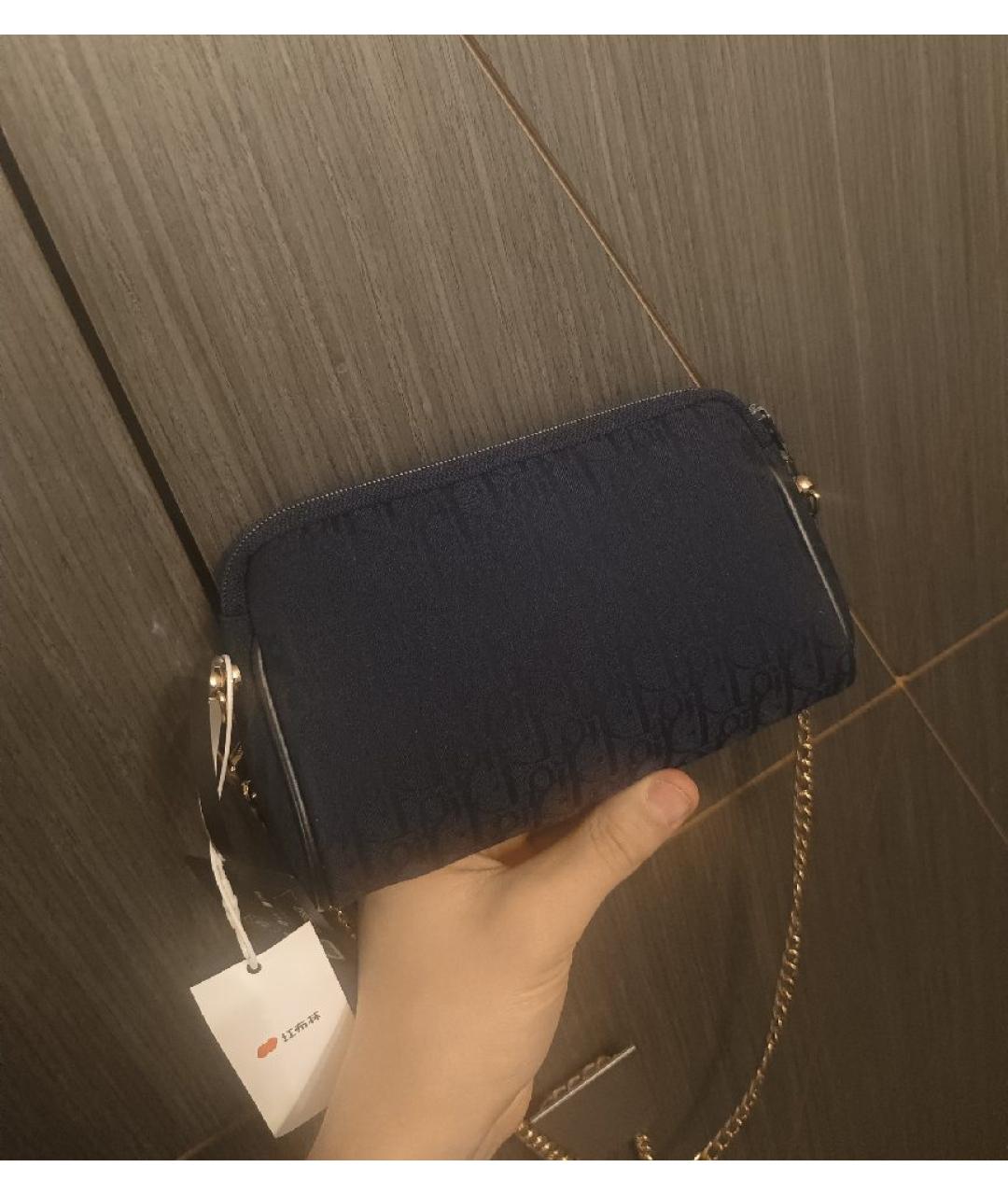 CHRISTIAN DIOR Темно-синяя тканевая сумка через плечо, фото 3