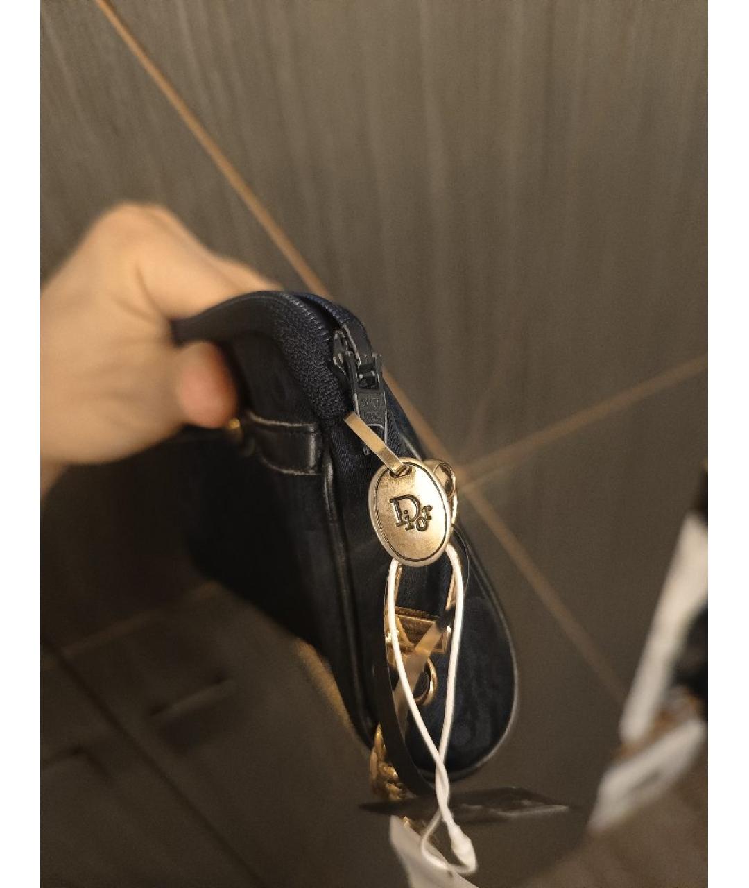 CHRISTIAN DIOR Темно-синяя тканевая сумка через плечо, фото 6