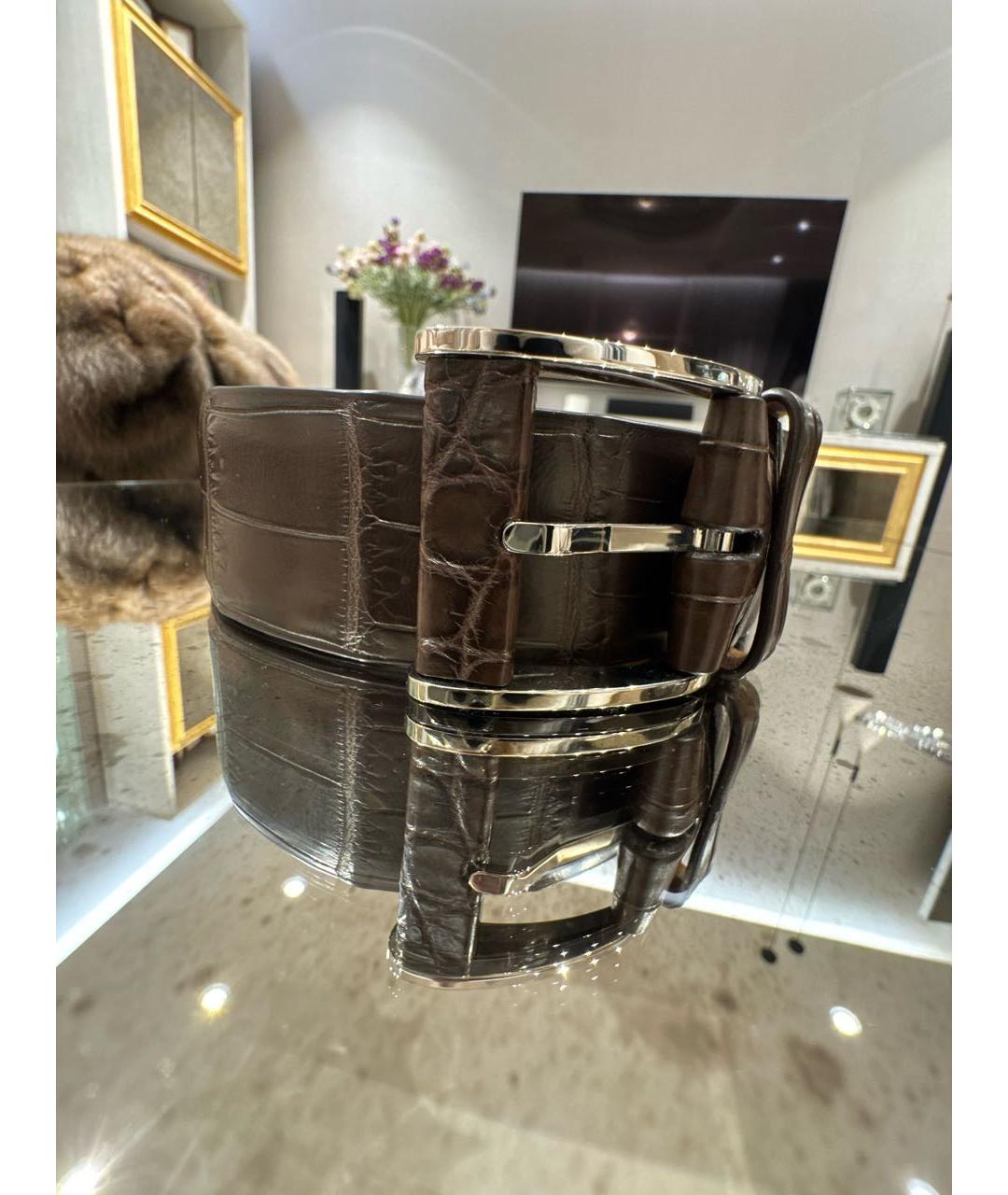 ZILLI Коричневый ремень из экзотической кожи, фото 9