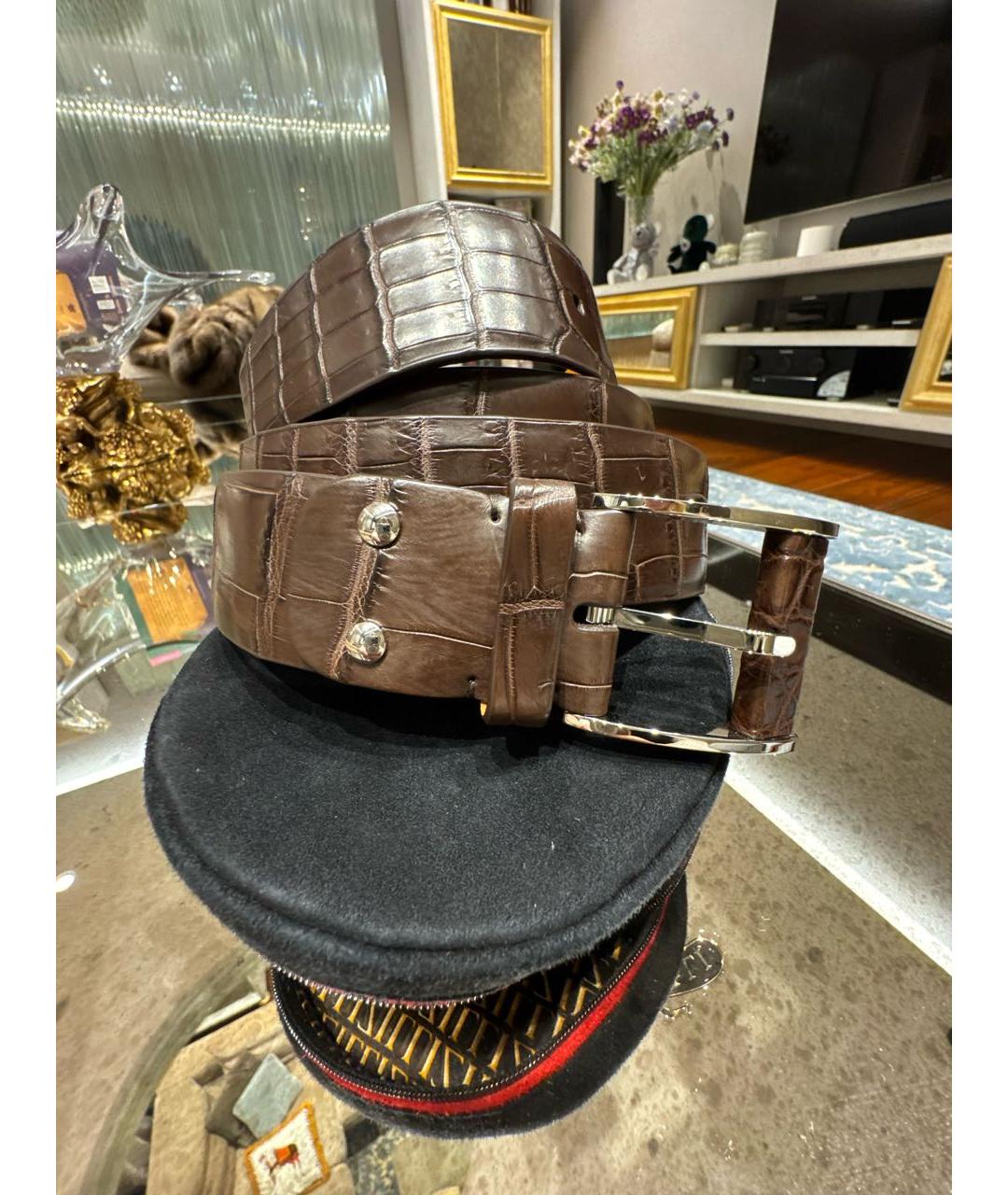 ZILLI Коричневый ремень из экзотической кожи, фото 5