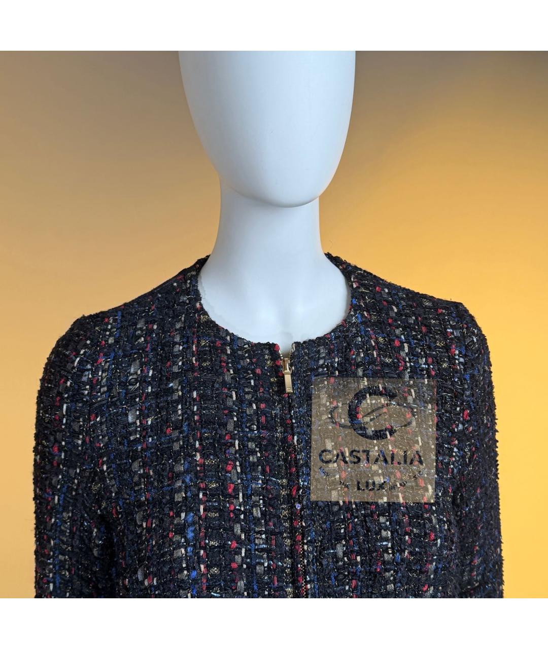 CHANEL Темно-синий твидовый жакет/пиджак, фото 5