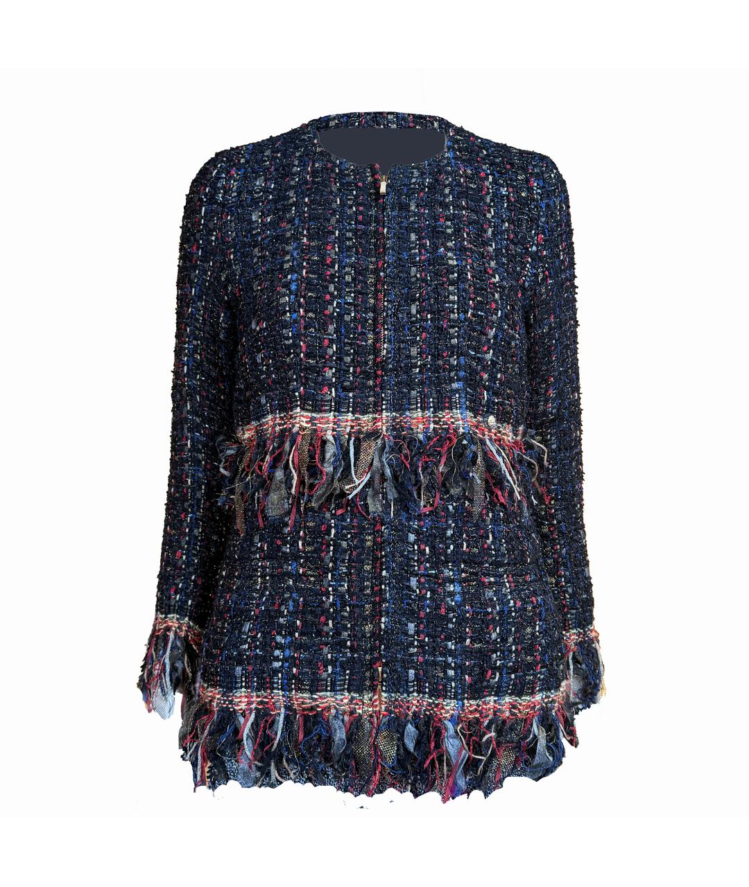 CHANEL Темно-синий твидовый жакет/пиджак, фото 1