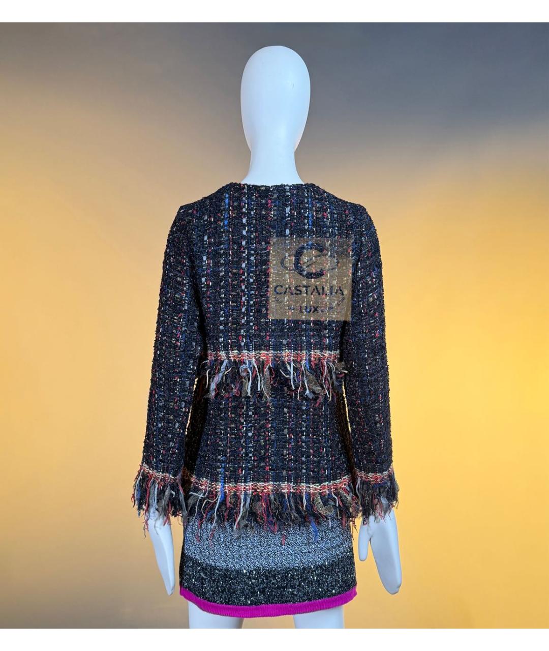 CHANEL Темно-синий твидовый жакет/пиджак, фото 7