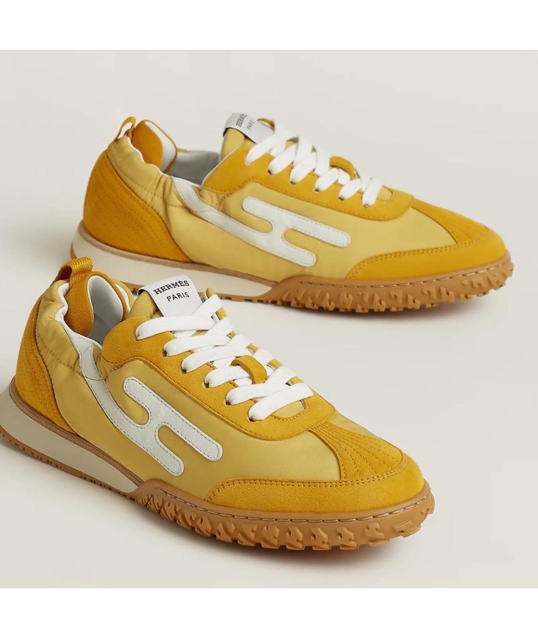 HERMES Горчичные замшевые кеды, фото 3