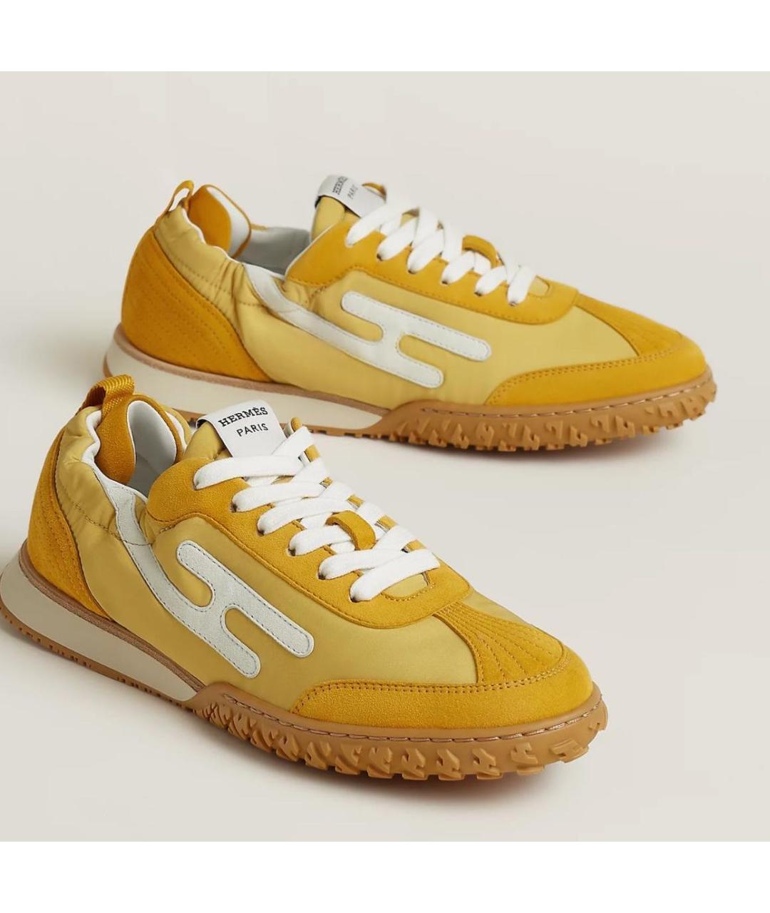 HERMES Горчичные замшевые кеды, фото 2