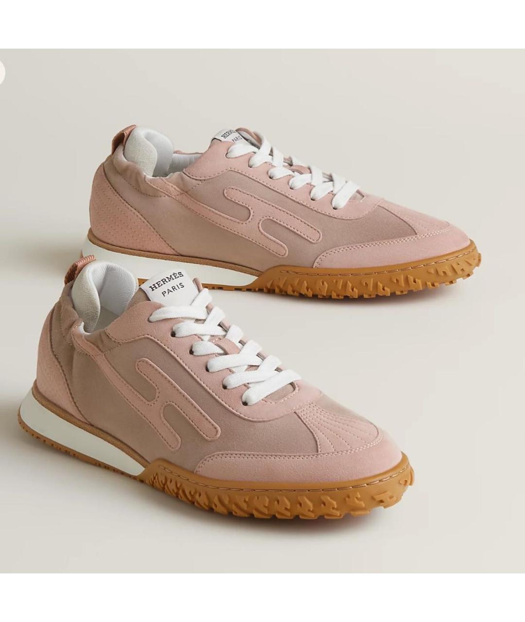 HERMES Розовые замшевые кеды, фото 2