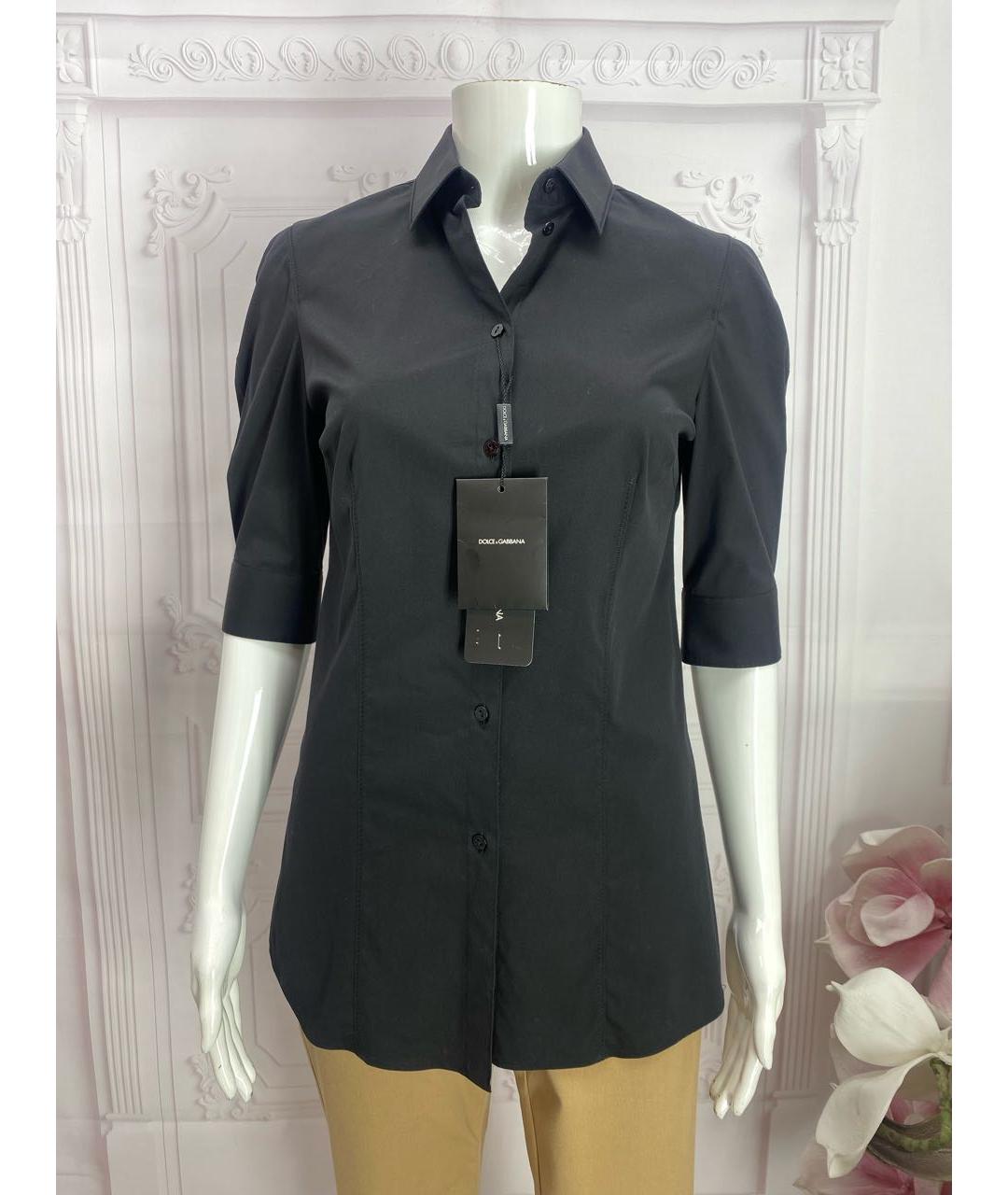 DOLCE&GABBANA Черная хлопко-эластановая рубашка, фото 5