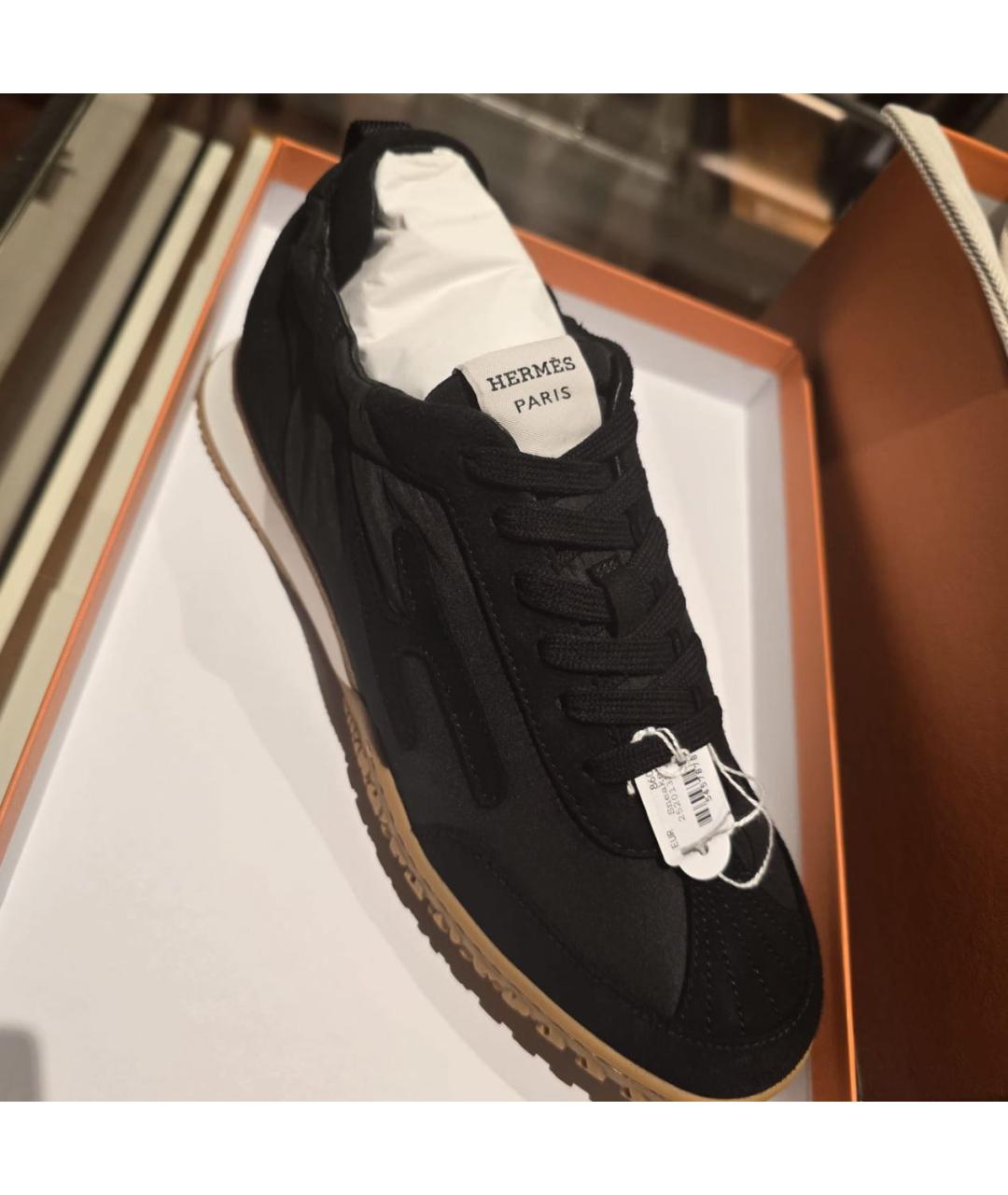 HERMES Черные замшевые кеды, фото 5