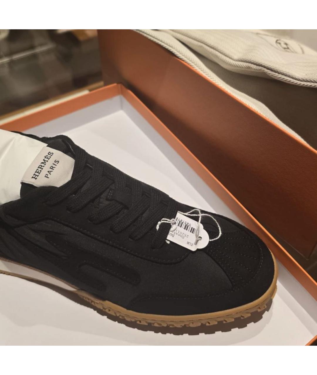 HERMES Черные замшевые кеды, фото 4