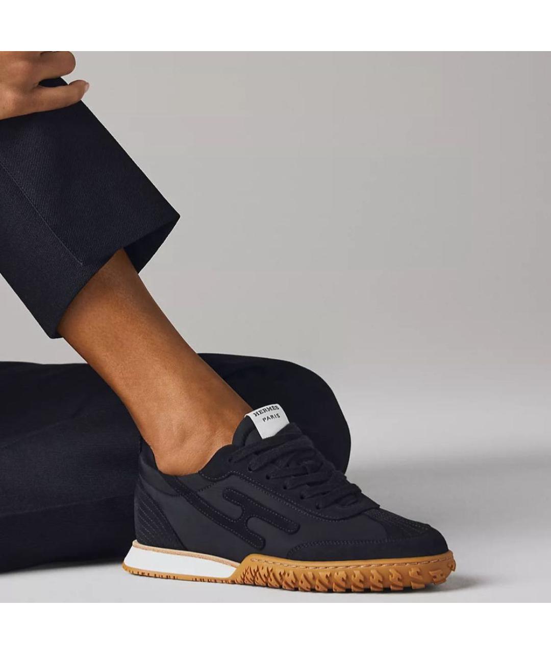 HERMES Черные замшевые кеды, фото 6