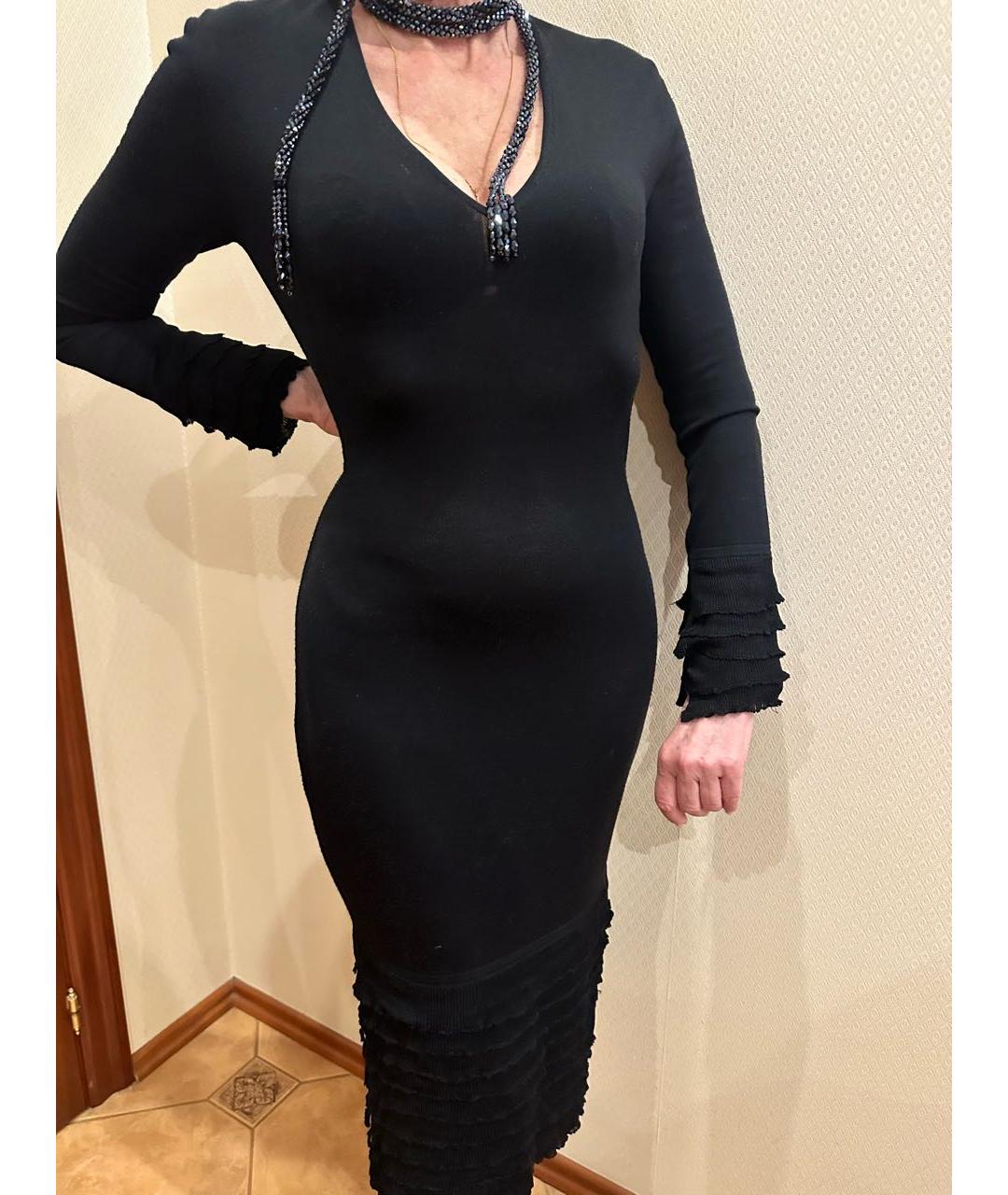 ALEXANDER MCQUEEN Антрацитовое шерстяное повседневное платье, фото 5