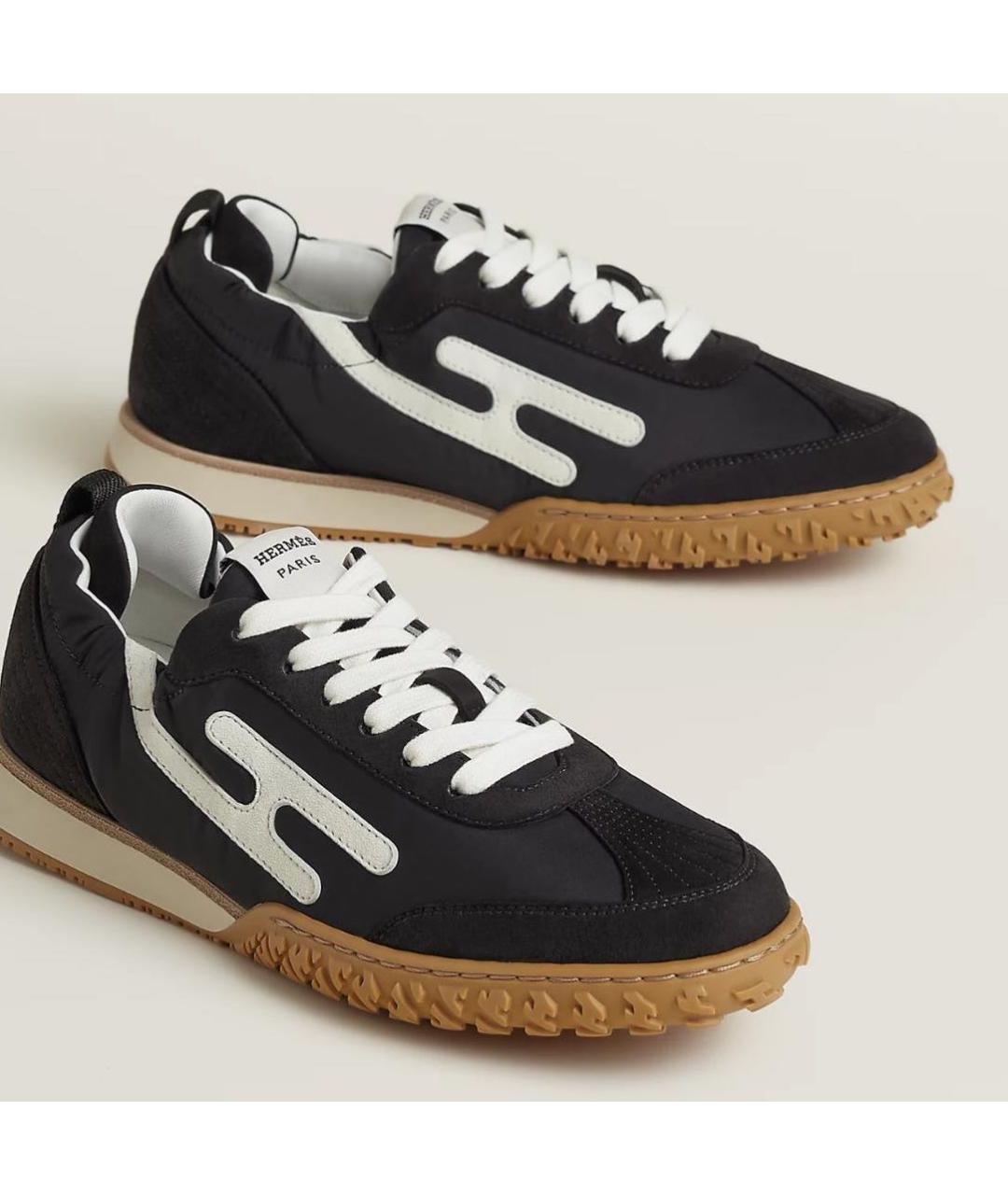 HERMES Черные замшевые кеды, фото 2