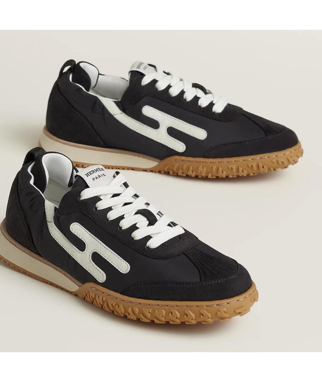 HERMES Черные замшевые кеды, фото 3