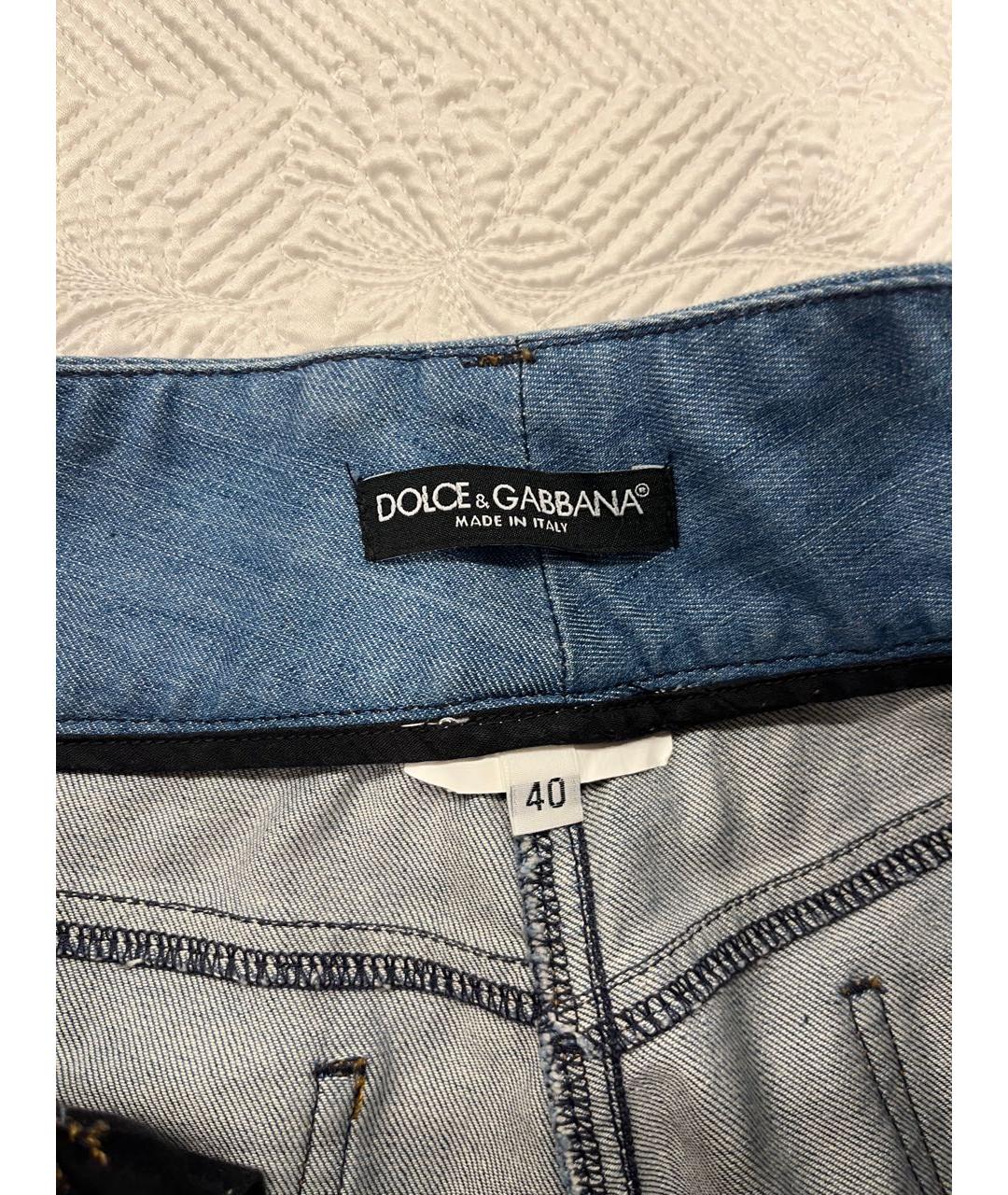 DOLCE&GABBANA Синие хлопковые джинсы клеш, фото 5
