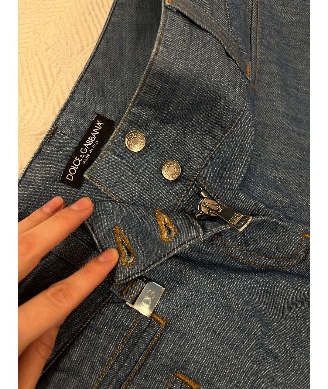 DOLCE&GABBANA Синие хлопковые джинсы клеш, фото 3