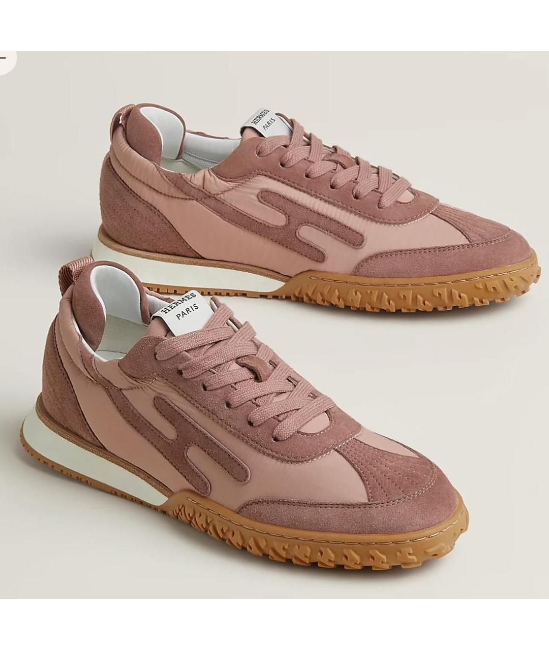 HERMES Розовые замшевые кеды, фото 2