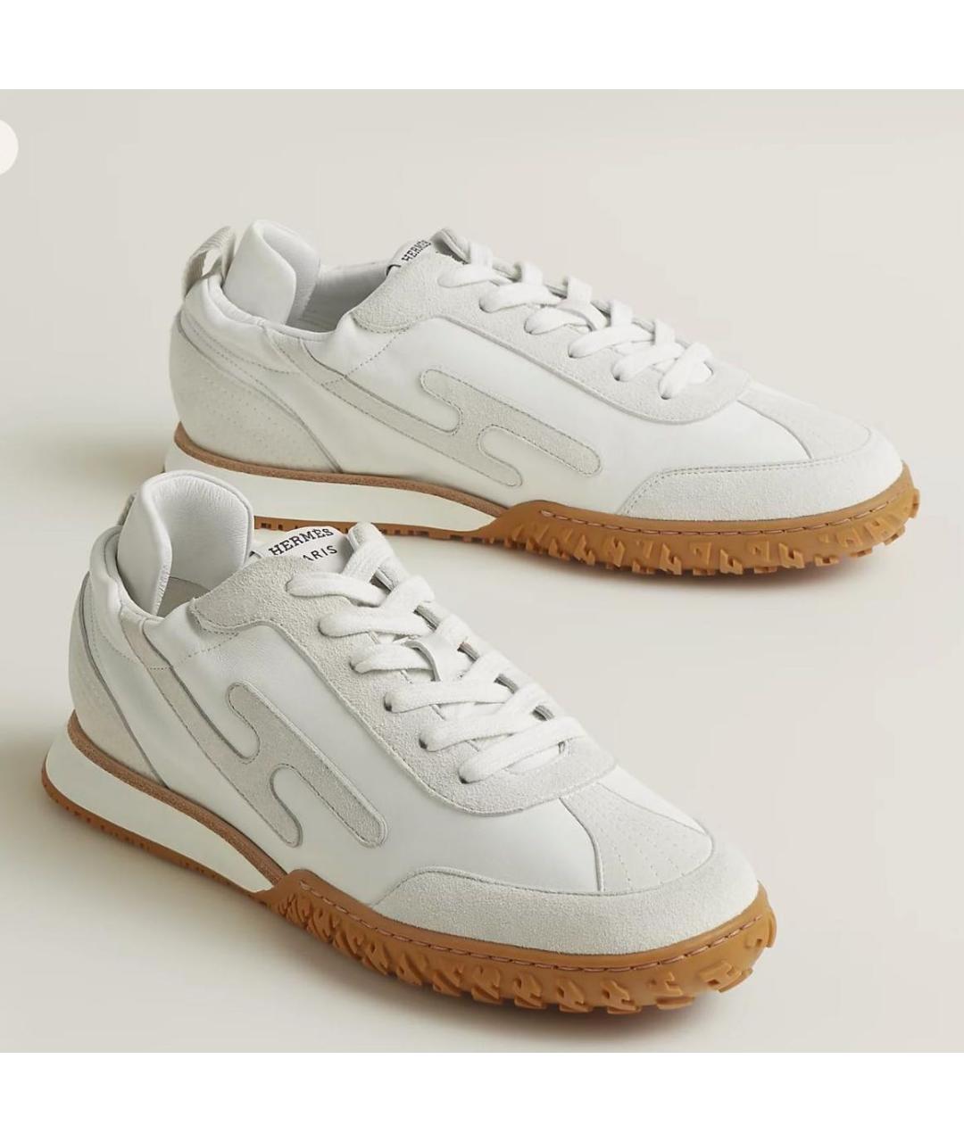 HERMES Белые замшевые кеды, фото 2