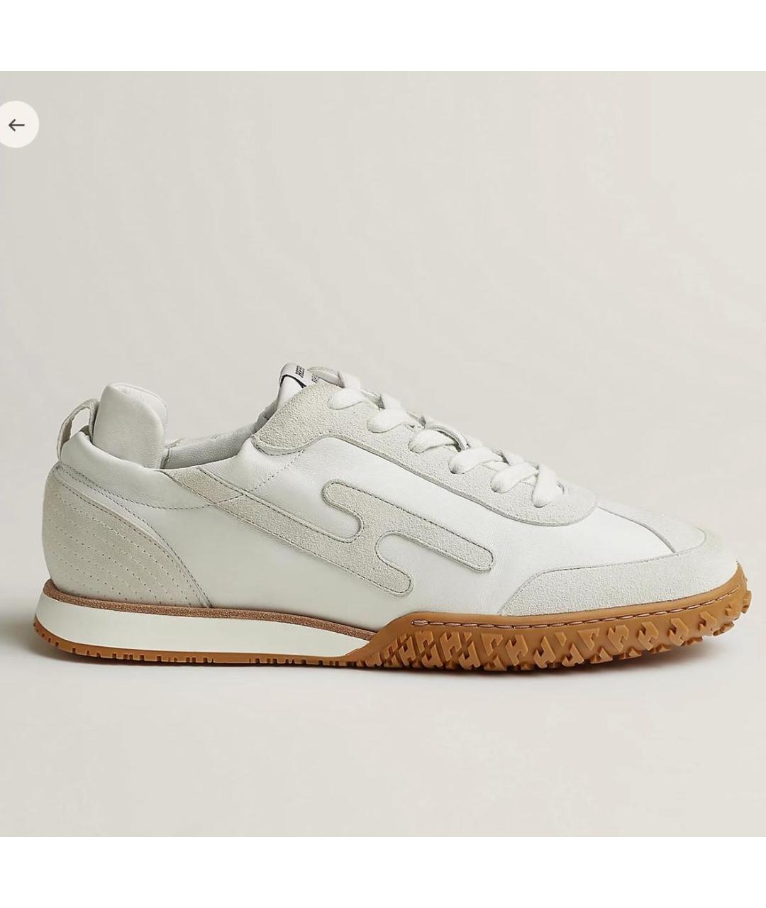 HERMES Белые замшевые кеды, фото 4