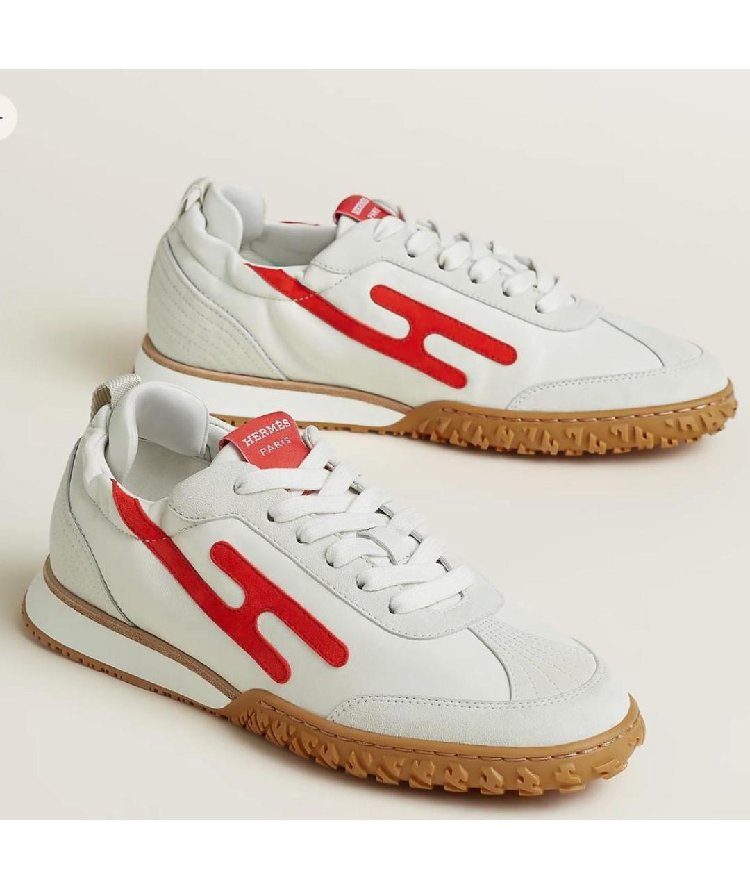 HERMES Белые замшевые кеды, фото 2