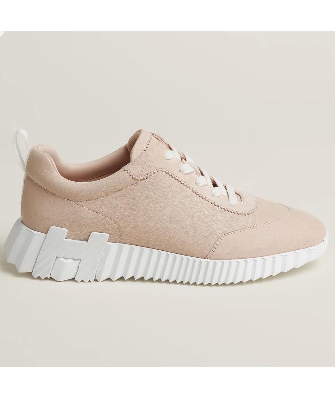 HERMES Розовые кожаные кроссовки, фото 4