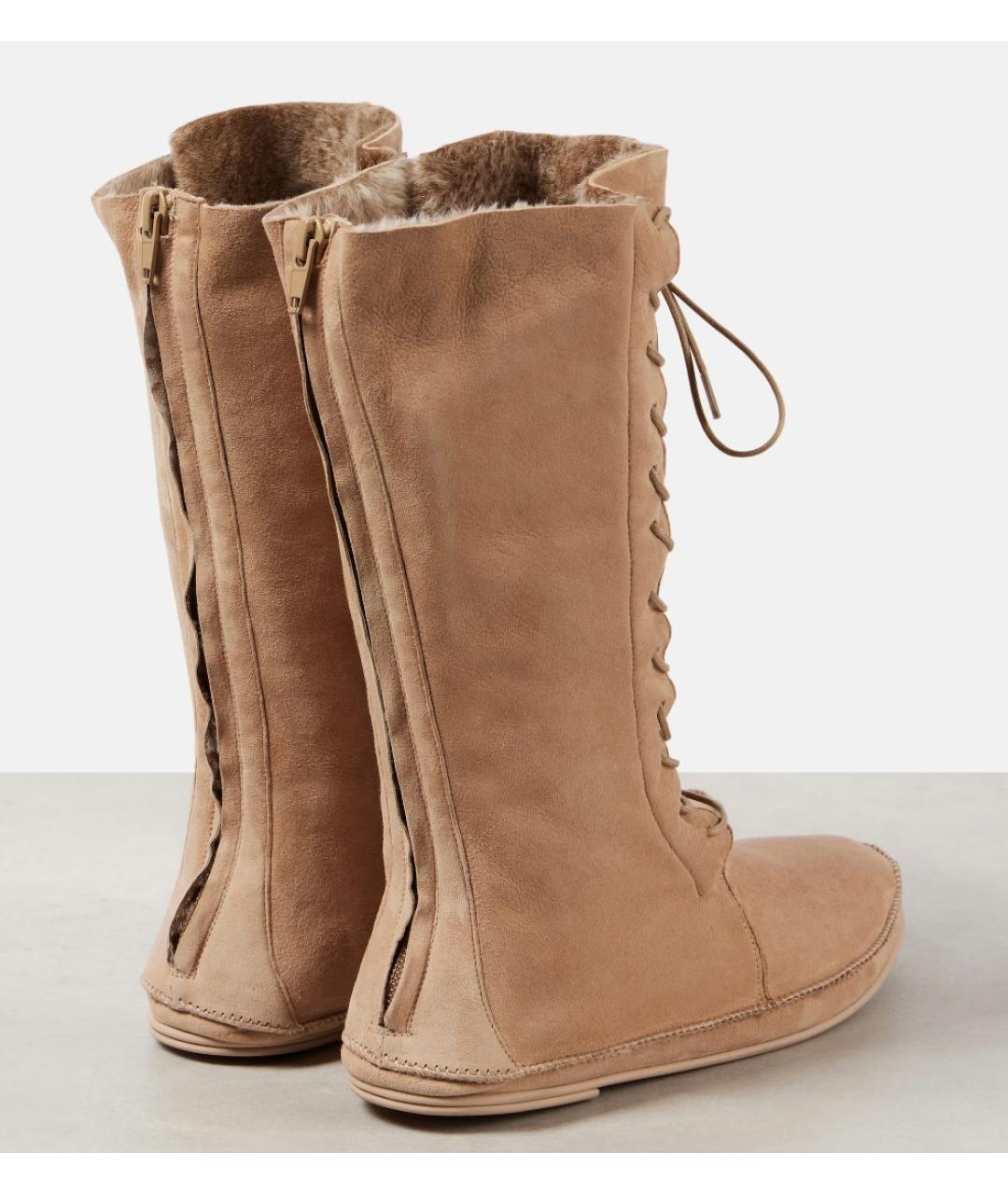 THE ROW Бежевые замшевые сапоги, фото 3