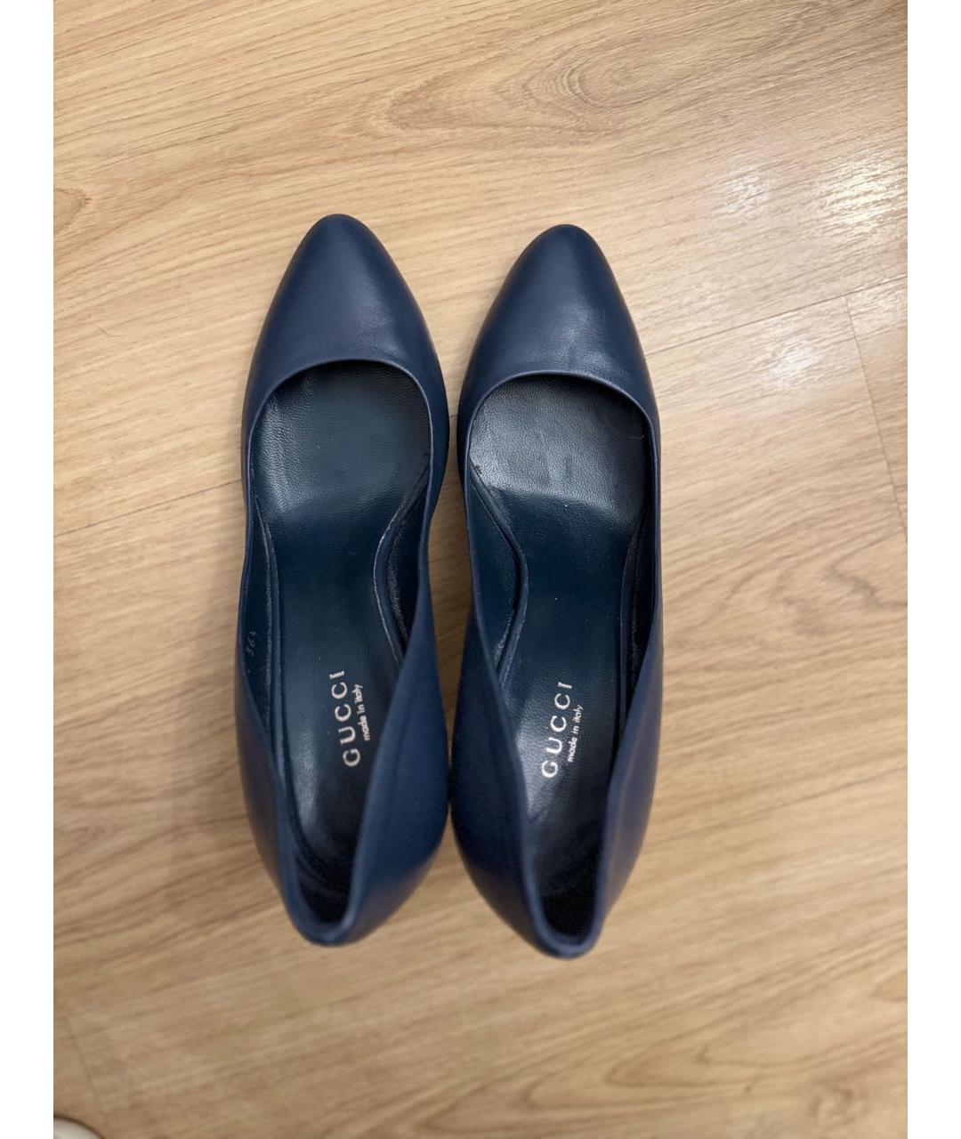 GUCCI Темно-синие кожаные туфли, фото 6