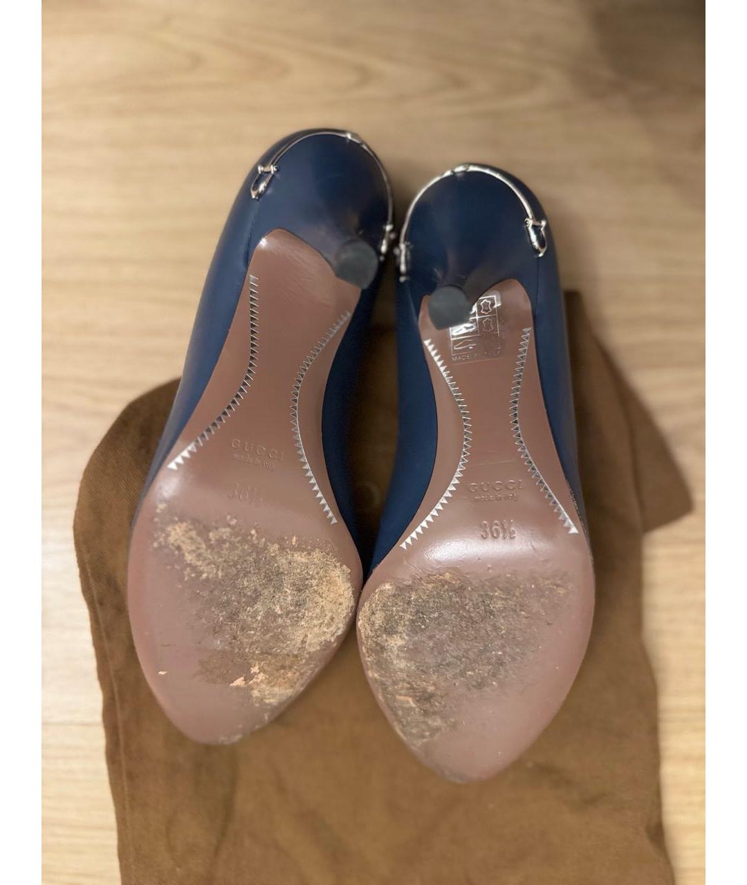 GUCCI Темно-синие кожаные туфли, фото 7