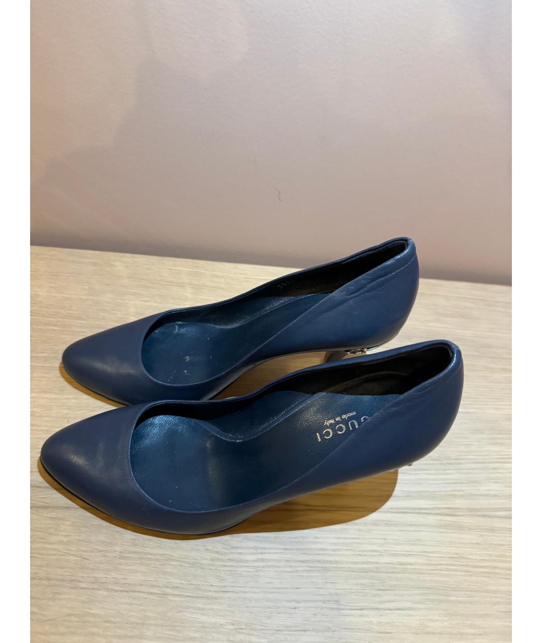 GUCCI Темно-синие кожаные туфли, фото 8