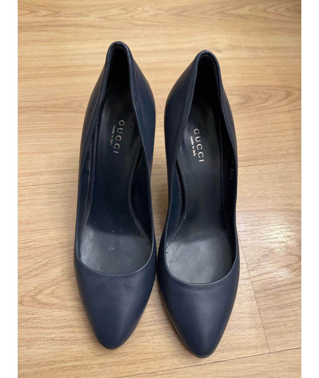 GUCCI Темно-синие кожаные туфли, фото 3