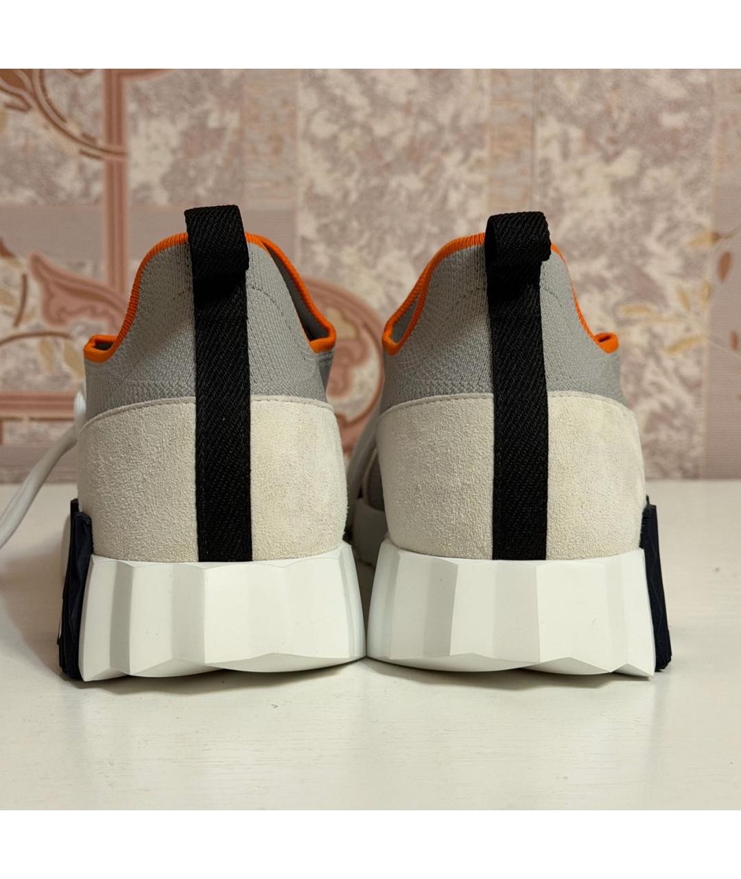 HERMES Серые текстильные низкие кроссовки / кеды, фото 4