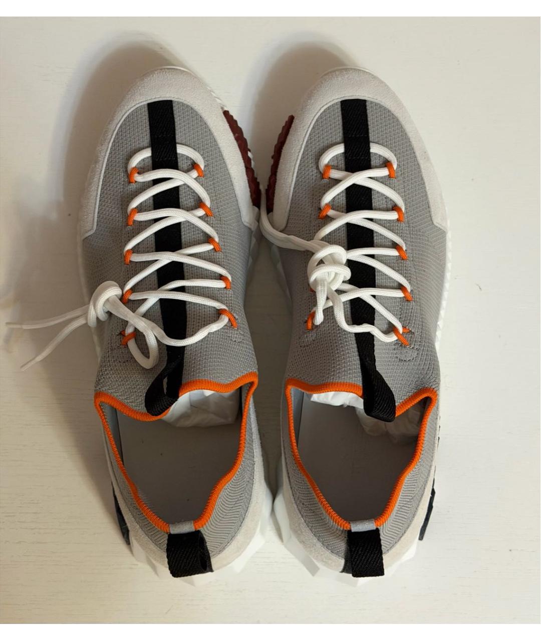 HERMES Серые текстильные низкие кроссовки / кеды, фото 3