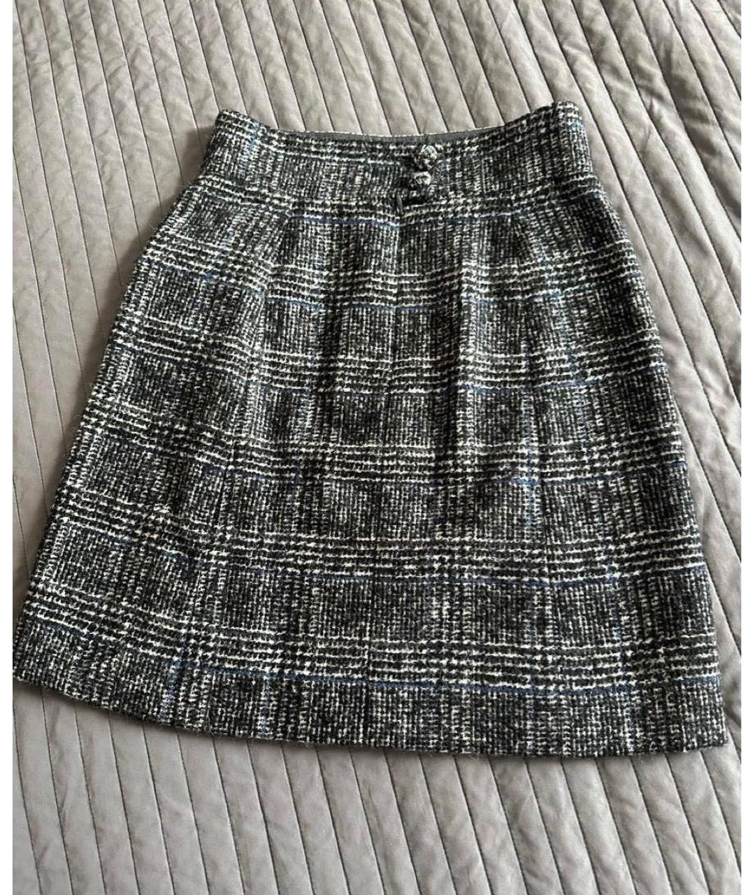 CHANEL Черная шерстяная юбка мини, фото 2