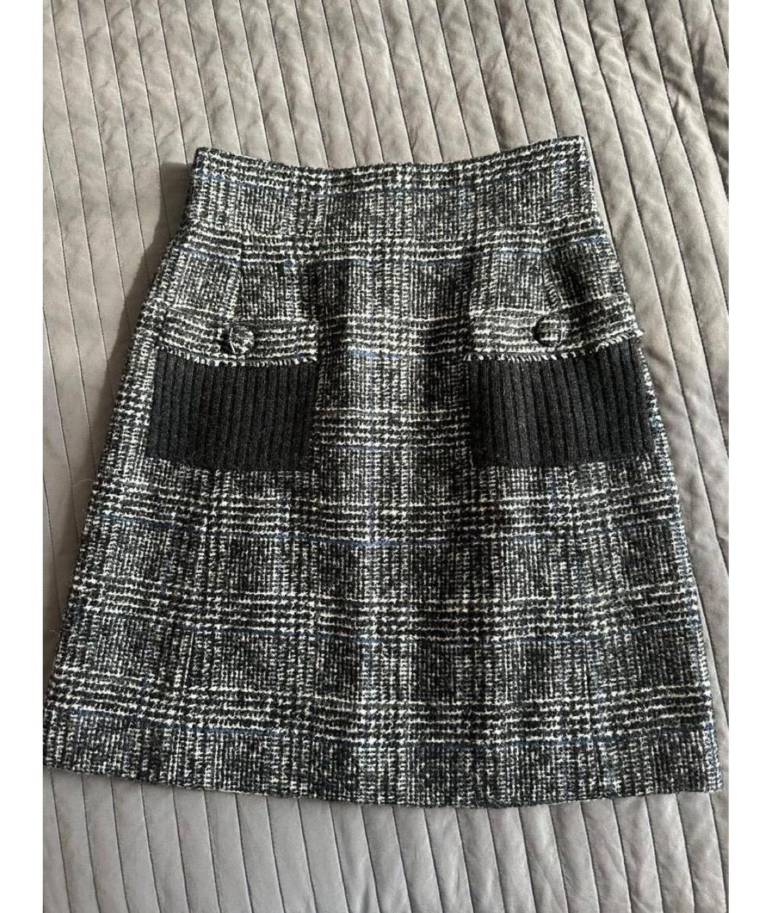 CHANEL Черная шерстяная юбка мини, фото 7