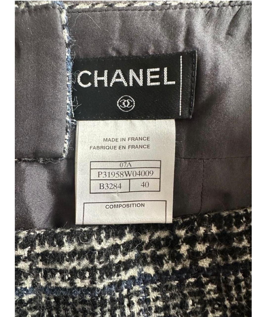 CHANEL Черная шерстяная юбка мини, фото 3