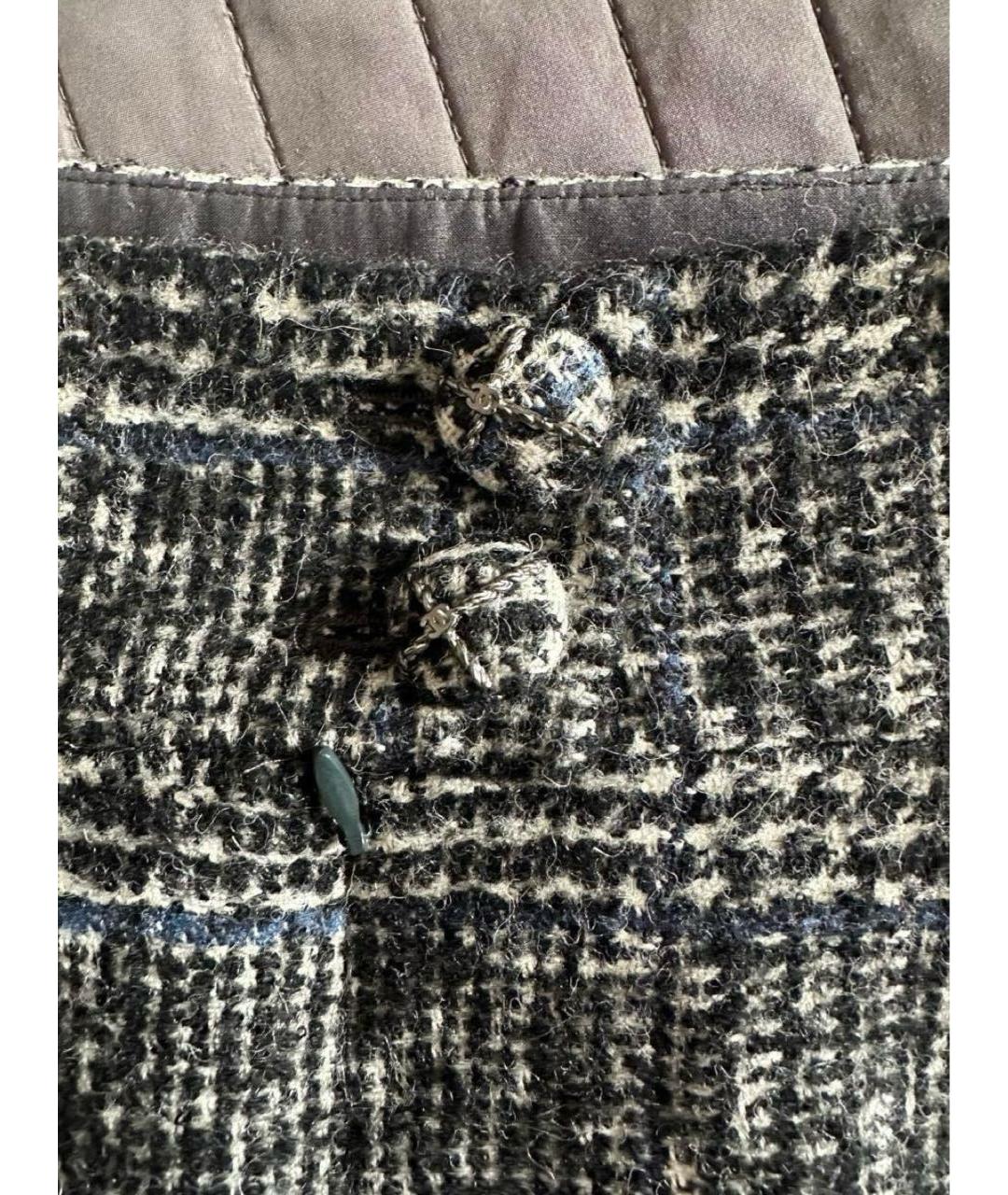 CHANEL Черная шерстяная юбка мини, фото 6