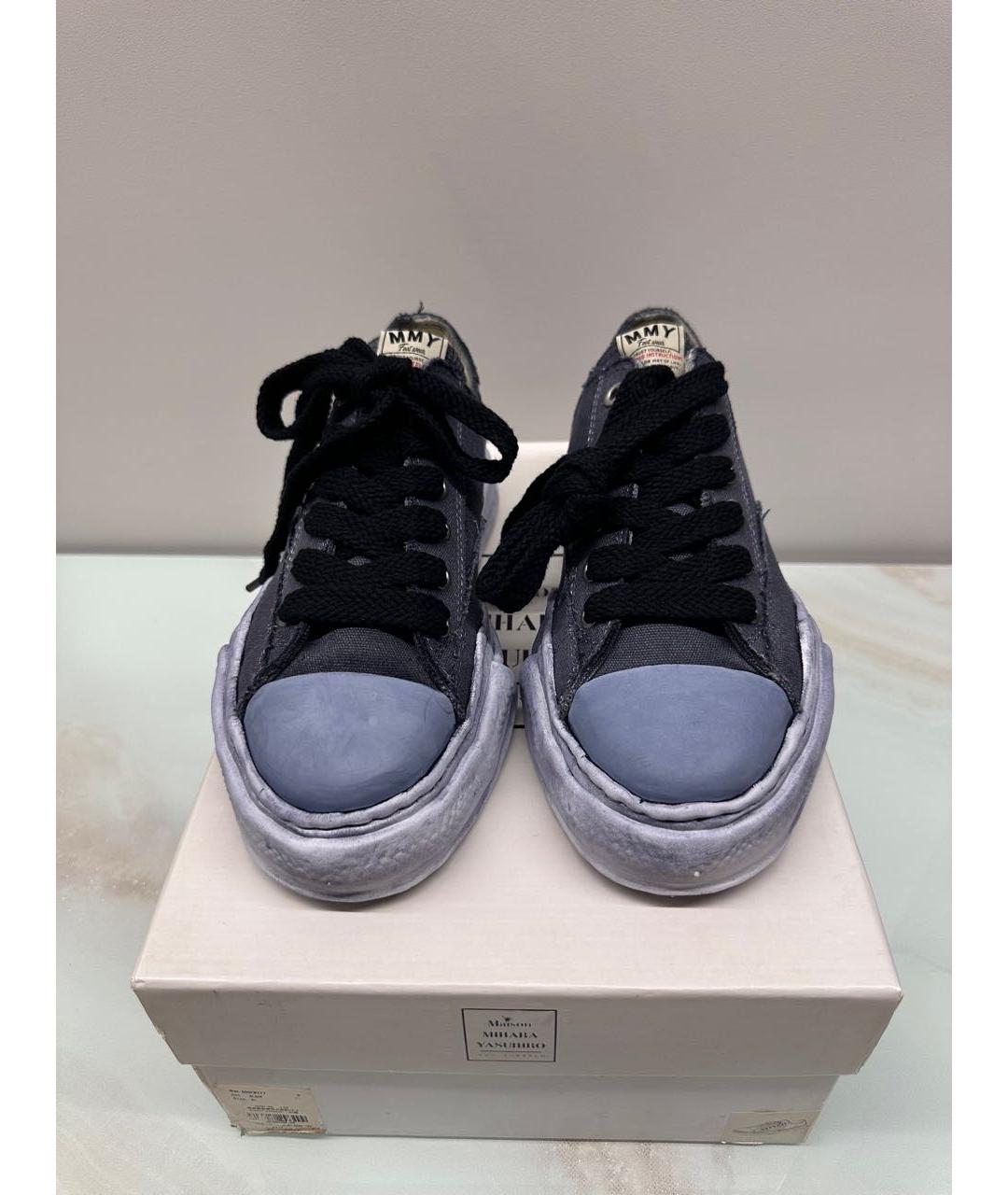 MAISON MIHARA YASUHIRO Темно-синие текстильные низкие кроссовки / кеды, фото 2