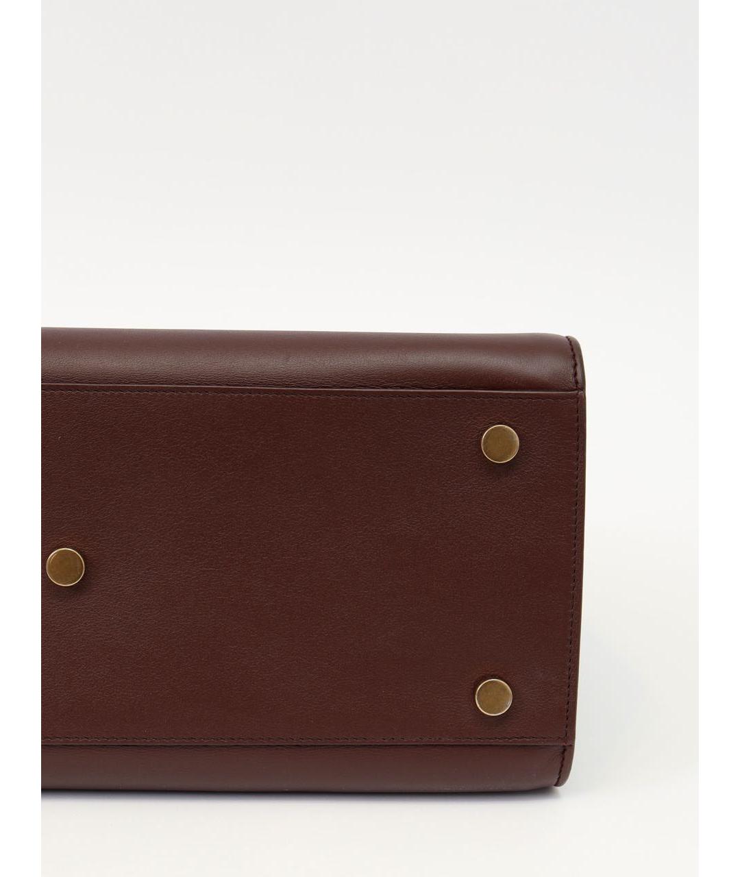 SAINT LAURENT Бордовая кожаная сумка тоут, фото 6