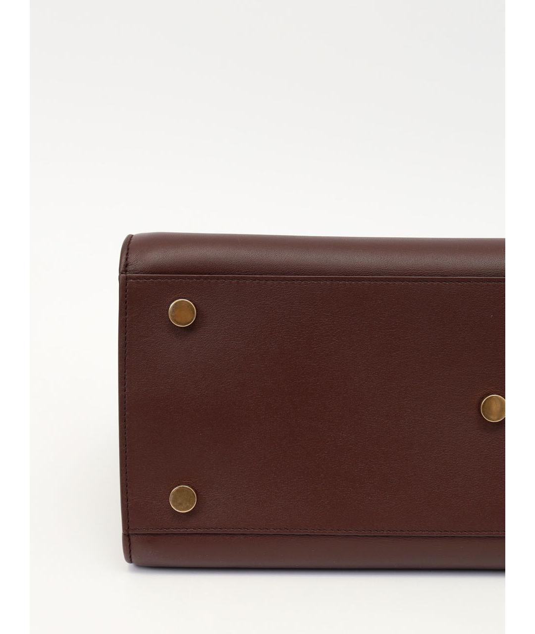 SAINT LAURENT Бордовая кожаная сумка тоут, фото 5