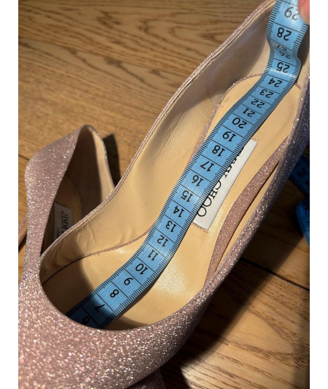 JIMMY CHOO Розовые кожаные лодочки на низком каблуке, фото 5