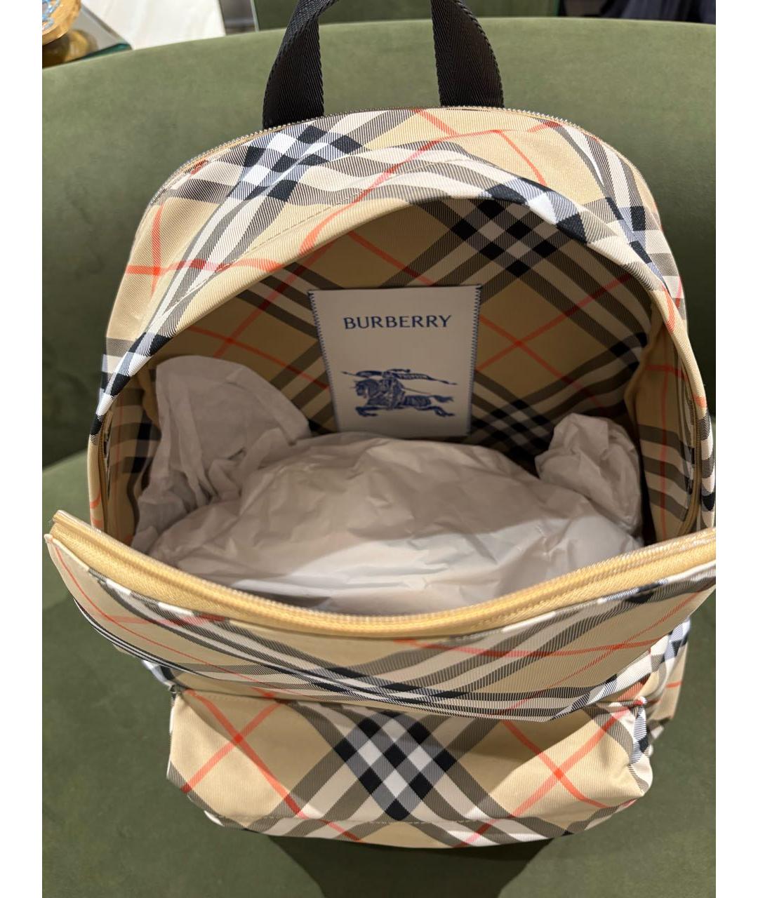 BURBERRY Бежевый тканевый рюкзак, фото 4