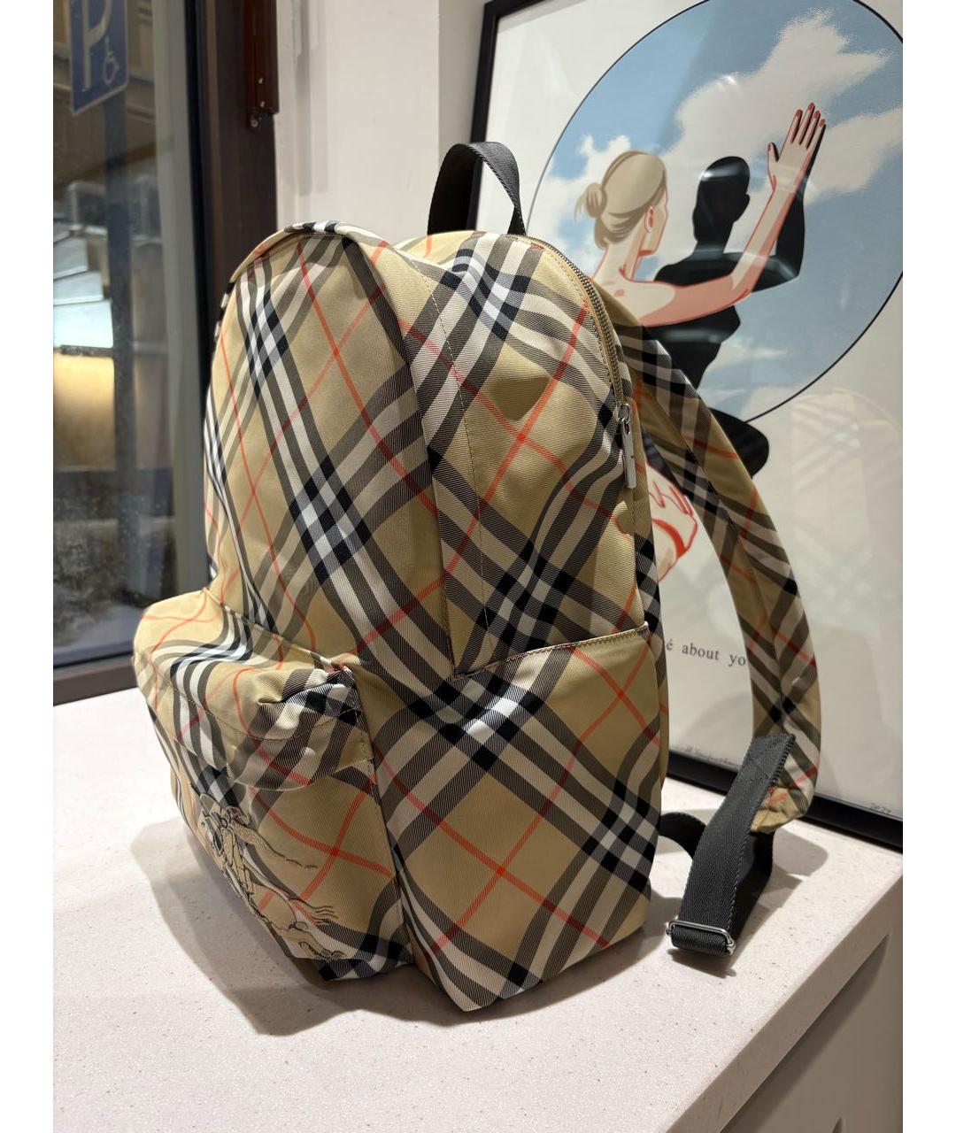 BURBERRY Бежевый тканевый рюкзак, фото 6
