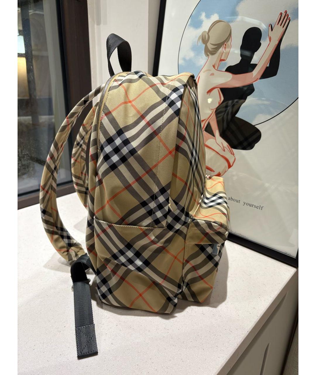 BURBERRY Бежевый тканевый рюкзак, фото 5